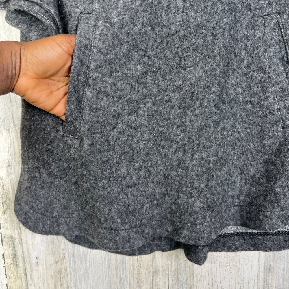 Michael Stars Sherpa Poncho Cape Cowl Neck Pockets Charcoal Gray Oversized Sz S - Picture 5 of 10